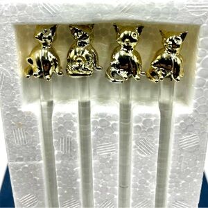 Vintage Culver Handcrafted Glass Stir Sticks with Gold, Stirrers, Barware